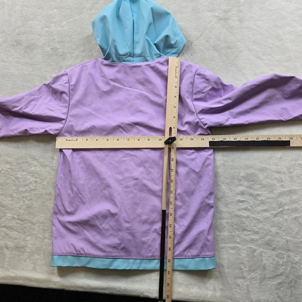 Disney Frozen Rain Jacket‎ Girls 5-6 Purple Blue Hooded Anna Elsa Raincoat
